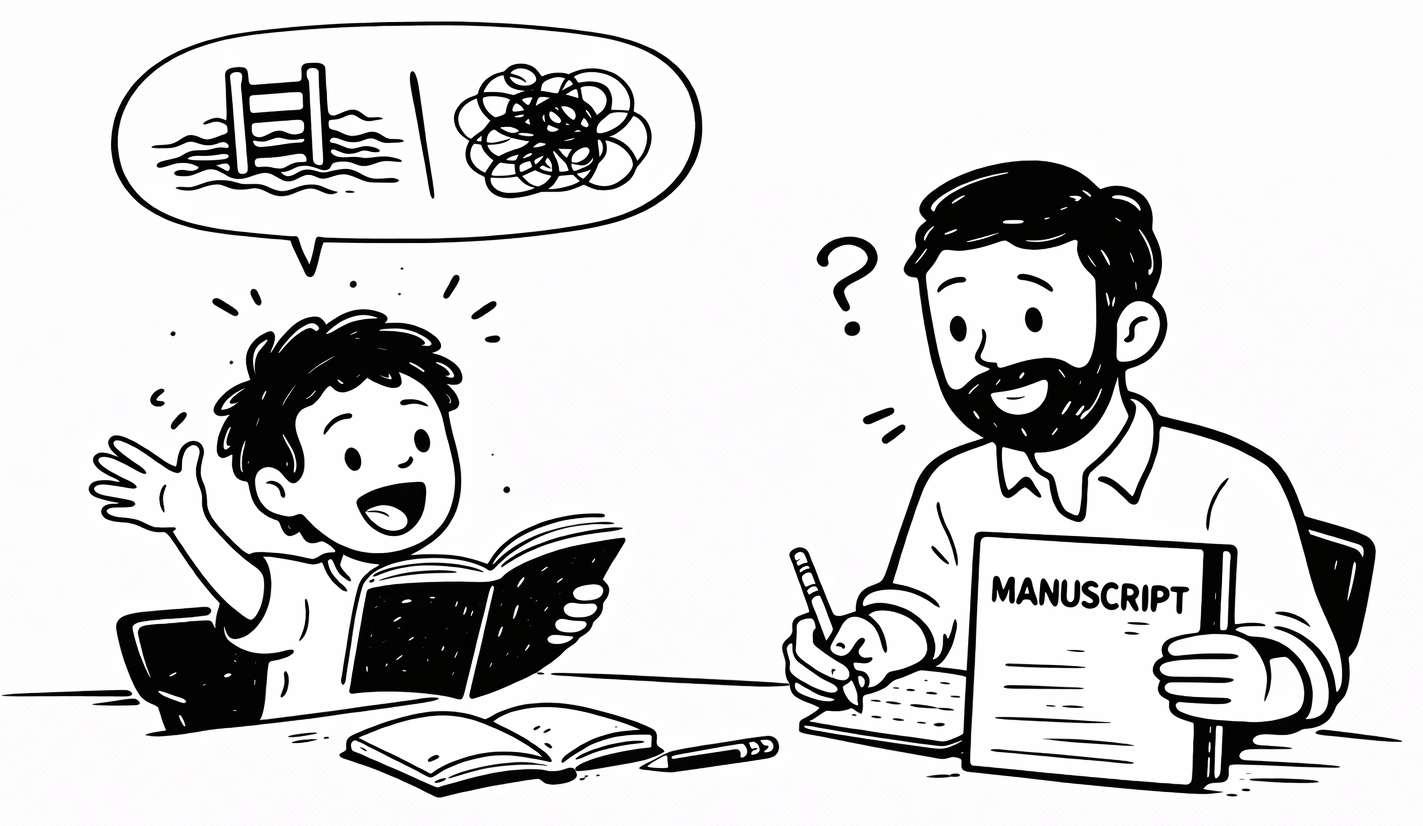 father and son working reading together